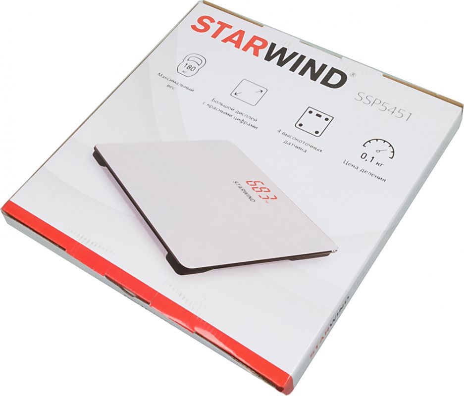 Весы напольные электронные Starwind SSP5451 макс.180кг белый