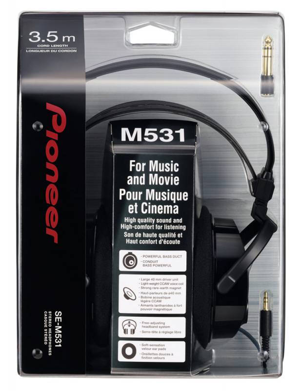 Наушники мониторные Pioneer SE-M531 3.5м черный проводные оголовье
