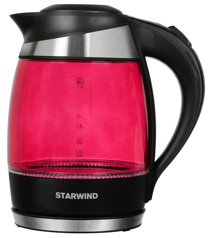 Чайник электрический Starwind SKG2214 1.8л. 2200Вт малиновый (корпус: стекло)