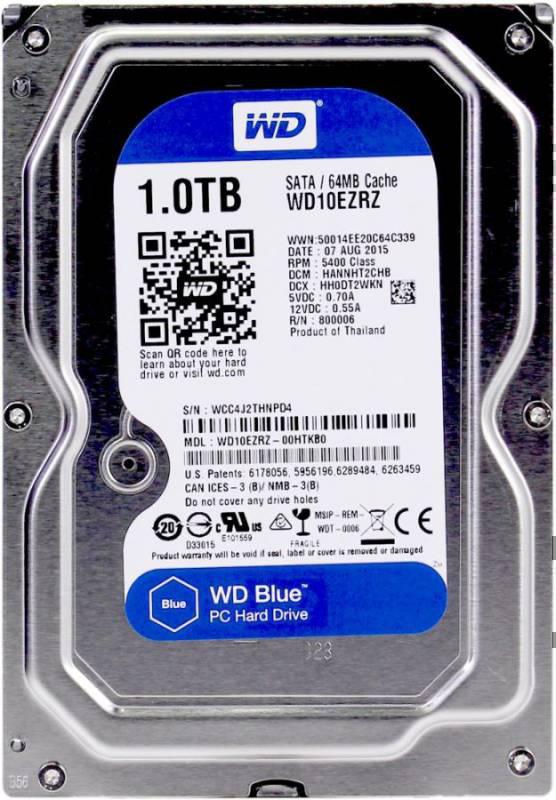 Жесткий диск WD SATA-III 1Tb WD10EZRZ Blue (5400rpm) 64Mb 3.5"