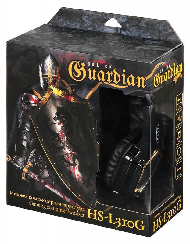Наушники с микрофоном Оклик HS-L310G Guardian черный/золотистый 1.5м мониторные оголовье (359483)