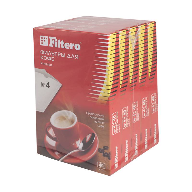 Фильтры для кофе для кофеварок Filtero Premium №4 белый 1х4 (упак.:200шт)