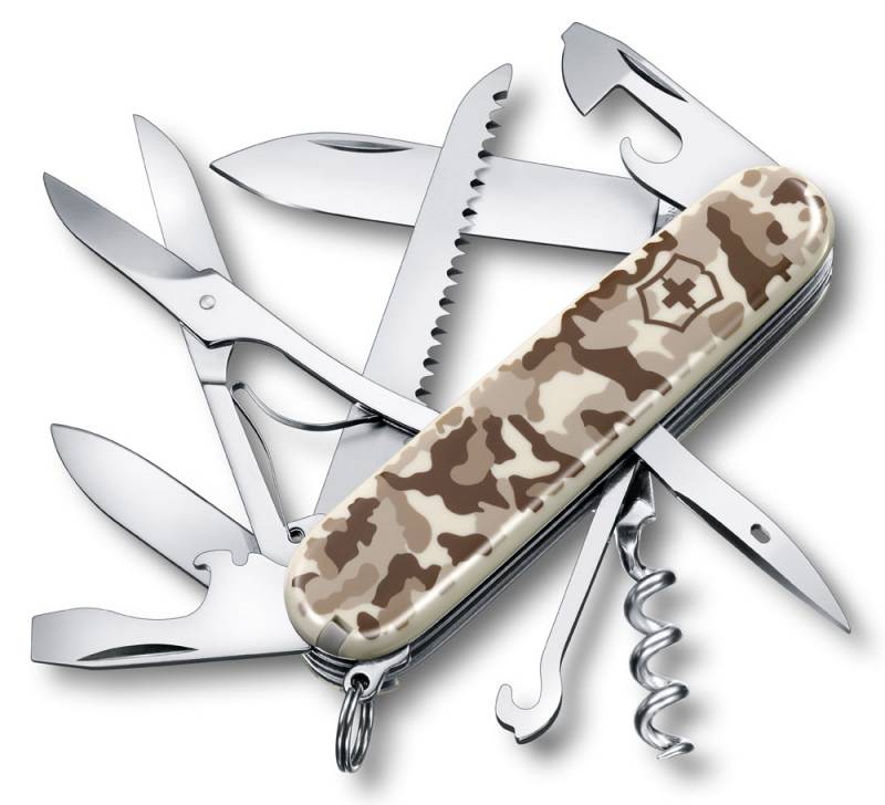 Нож перочинный Victorinox Huntsman (1.3713.941) 91мм 15функц. камуфляж пустыни карт.коробка