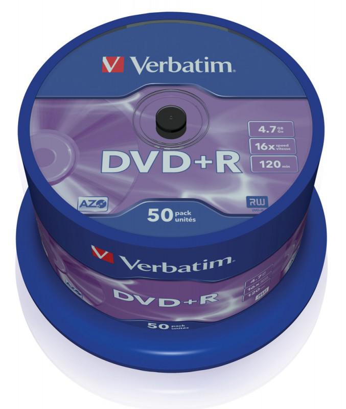 Диск DVD+R Verbatim 4.7Gb 16x Cake Box (50шт) (43550)