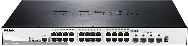 Коммутатор D-Link DGS-1510-28XMP/A1A 24x1Гбит/с 4xКомбо(10GBase-T/SFP+) 4SFP+ 24PoE+ 370W управляемый