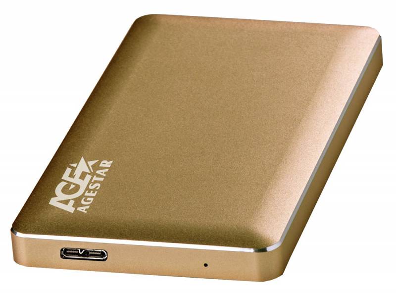 Внешний корпус для HDD AgeStar 3UB2A16 SATA USB3.0 алюминий золотистый 2.5"