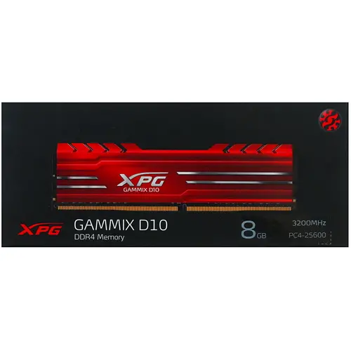 Память DDR4 8Gb 3200MHz A-Data XPG Gammix D10 Red Gaming Memory AX4U32008G16A-SR10 Non-ECC PC4-25600 CL16