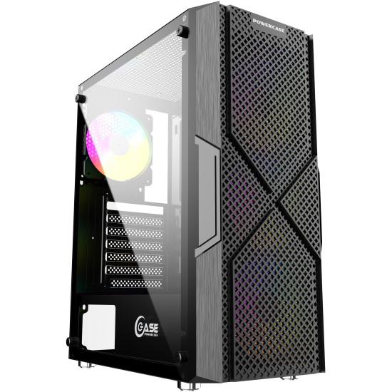 Корпус Powercase Mistral T4B, Tempered Glass, 4x 120mm 5-color fan, чёрный, ATX  (CMITB-L4)