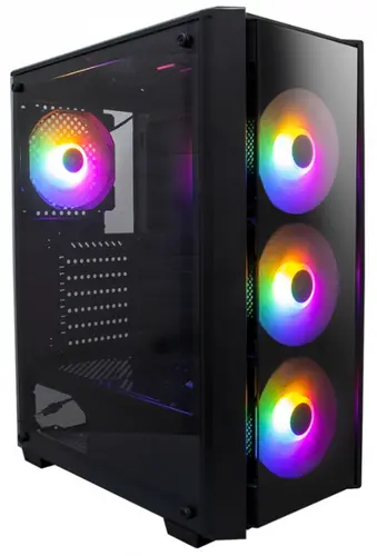 Корпус 1STPLAYER FIRE DANCING V4-G ATX, tempered glass, 4x120mm LED fans (V4-G-4F1) Без БП