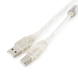 Кабель USB 2.0 Pro Cablexpert CCF-USB2-AMBM-TR-6, AM/BM, 1,8м, экран, феррит.кольца, прозрачный, пакет