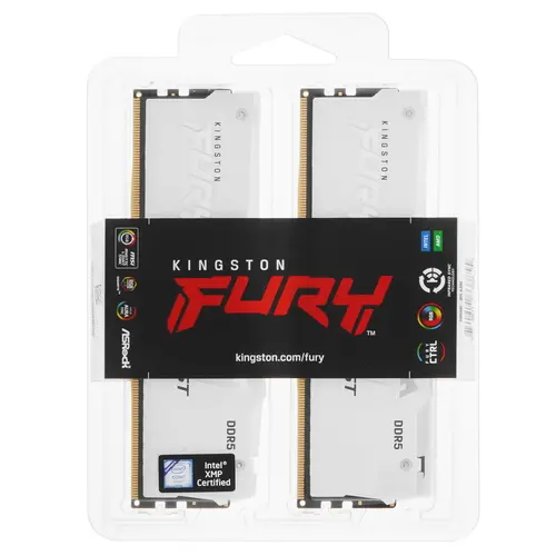 Память DDR5 2x16Gb 6000MHz Kingston KF560C40BWAK2-32 Fury Beast White RGB RTL PC5-48000 CL40 DIMM 288-pin 1.35В single rank с радиатором Ret