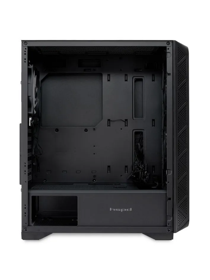 Корпус HSPD M521 черный без БП ATX 4x120mm ARGB 1xUSB2.0 2xUSB3.0 audio