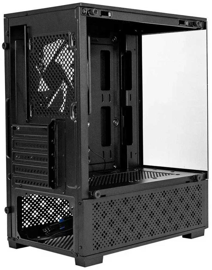Корпус Minitower ExeGate i3 SEA (mATX, без БП, 1*USB+1*USB3.0, HD аудио, черный, 1x12см RGB, закаленное стекло)