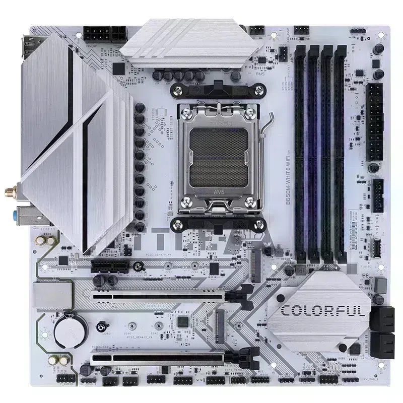 Материнская плата Colorful BATTLE-AX B650M-WHITE WIFI V15 SocketAM5 AMD B650 4xDDR5 mATX AC`97 8ch(7.1) 2.5Gg RAID+HDMI+DP