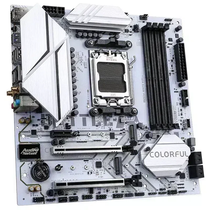 Материнская плата Colorful BATTLE-AX B650M-WHITE WIFI V15 SocketAM5 AMD B650 4xDDR5 mATX AC`97 8ch(7.1) 2.5Gg RAID+HDMI+DP