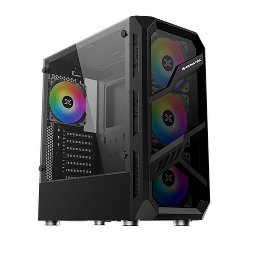 Корпус Xigmatek Lamiya EN40016 TG черный без БП ATX 4x120mm X24A 1xUSB3.0 2xUSB2.0 audio bott PSU (Galaxy II Fan Control Box & Remote)