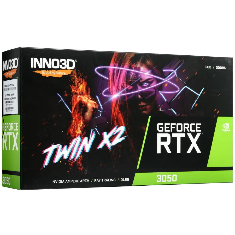 Видеокарта Inno3D PCI-E 4.0 NVIDIA GeForce RTX 3050 TWIN X2 6Gb 96bit GDDR6 1042/14000 HDMIx1 DPx1 DVIx1 HDCP Ret (N30502-06D6-1711VA60)