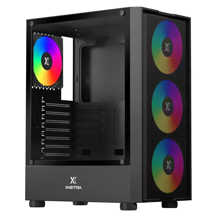 Корпус XASTRA A301 4FRGB черный ATX 4x120mm FRGB 2xUSB2.0 1xUSB3.0 audio (A301-BK-FC120FRGB-4F-GL)