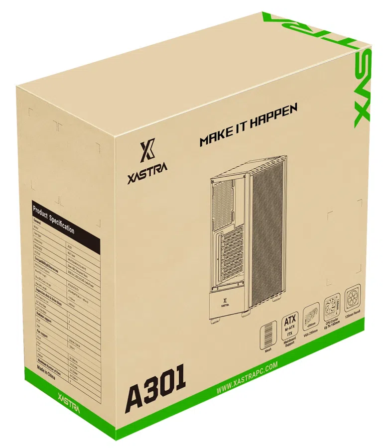 Корпус XASTRA A301 4FRGB черный ATX 4x120mm FRGB 2xUSB2.0 1xUSB3.0 audio (A301-BK-FC120FRGB-4F-GL)