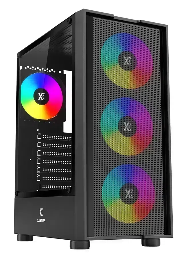 Корпус XASTRA A301 4FRGB черный ATX 4x120mm FRGB 2xUSB2.0 1xUSB3.0 audio (A301-BK-FC120FRGB-4F-GL)
