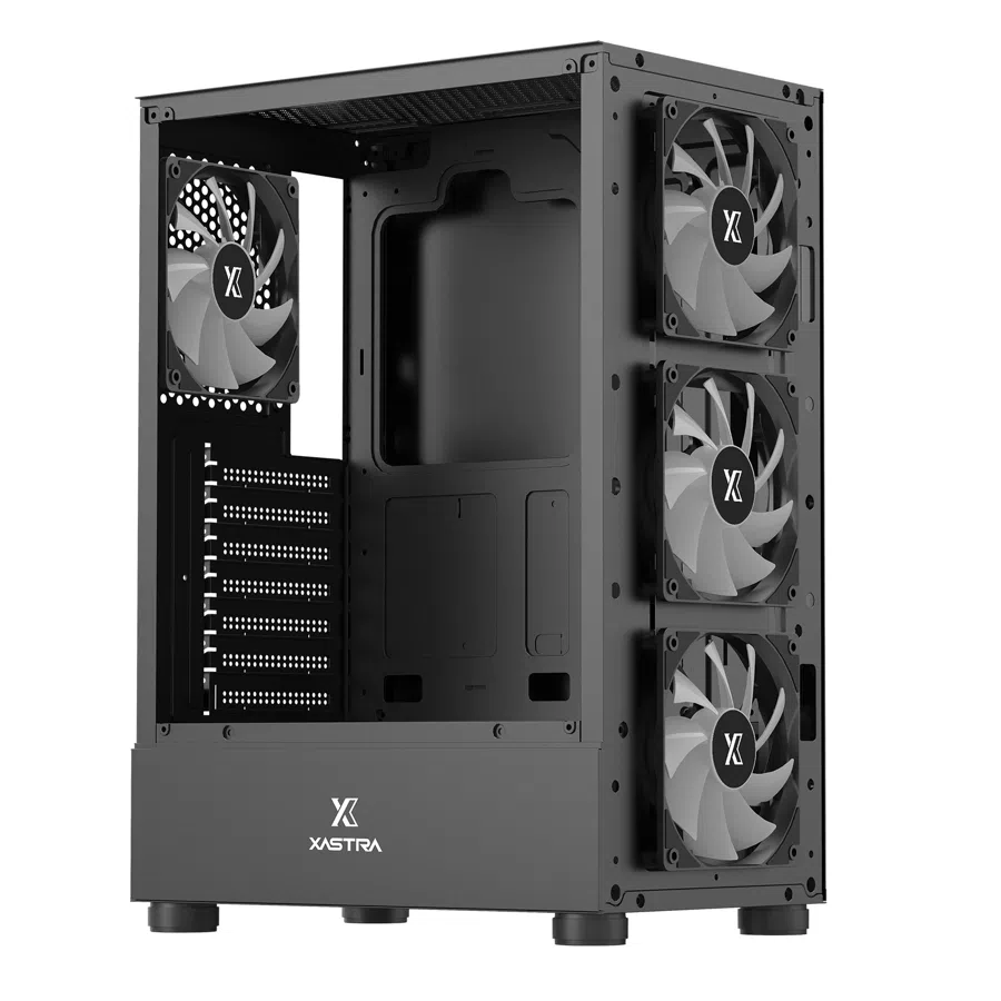Корпус XASTRA A301 4FRGB черный ATX 4x120mm FRGB 2xUSB2.0 1xUSB3.0 audio (A301-BK-FC120FRGB-4F-GL)