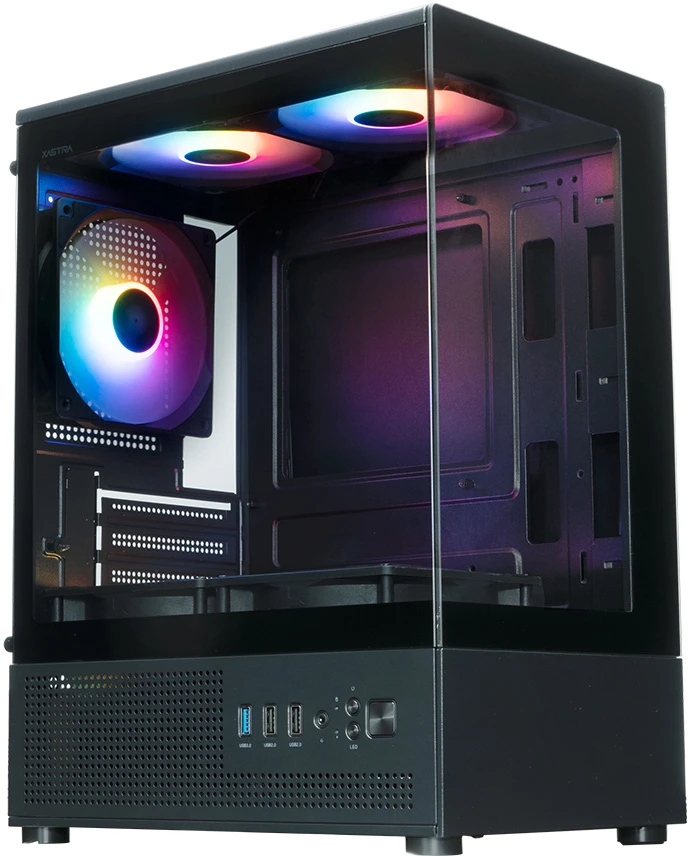 Корпус XASTRA Q300M 5FRGB черный mATX 5x120mm FRGB 2xUSB2.0 1xUSB3.0 audio (Q300M-5FC12F)