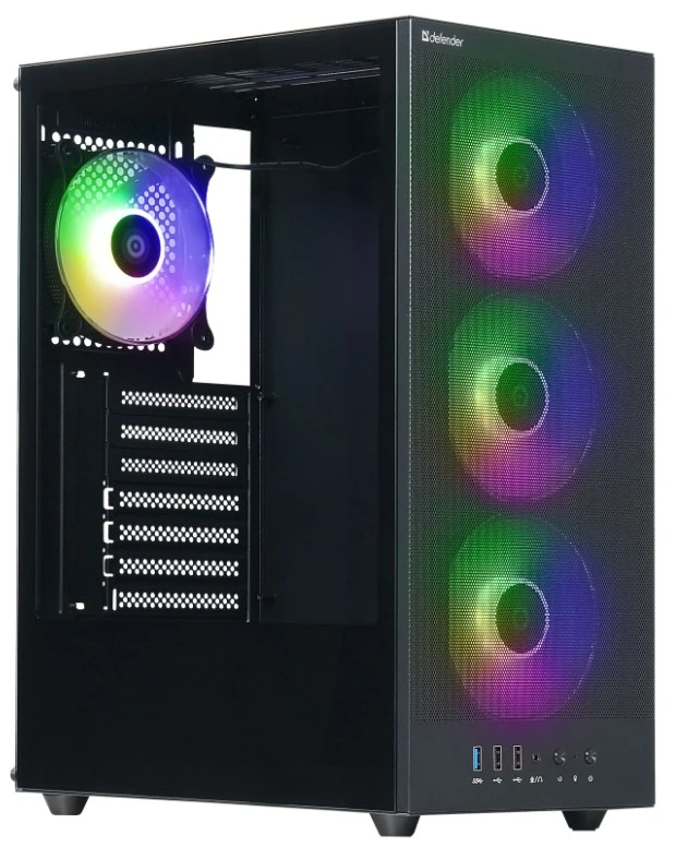Корпус Defender RaptorX черный без БП ATX 4x120mm ARGB 2xUSB2.0 1xUSB3.0 audio bott PSU