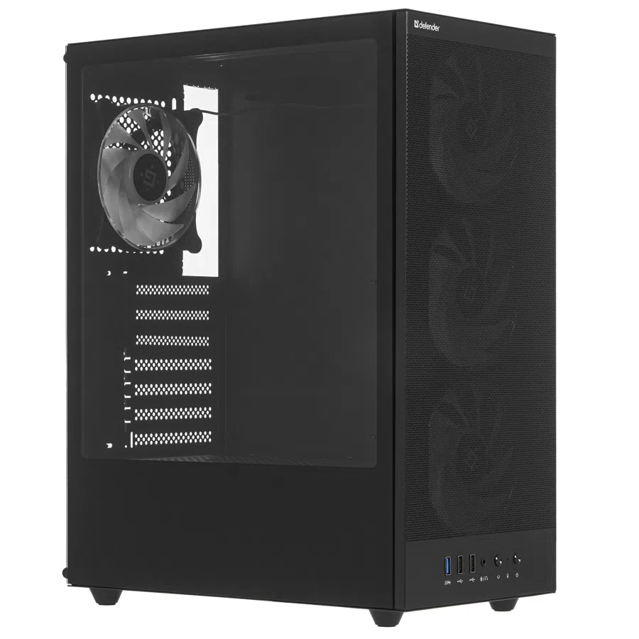 Корпус Defender RaptorX черный без БП ATX 4x120mm ARGB 2xUSB2.0 1xUSB3.0 audio bott PSU