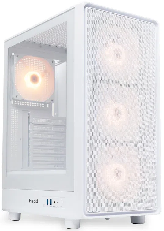 Корпус HSPD M510 белый без БП ATX 4x120mm ARGB 2xUSB3.0 audio