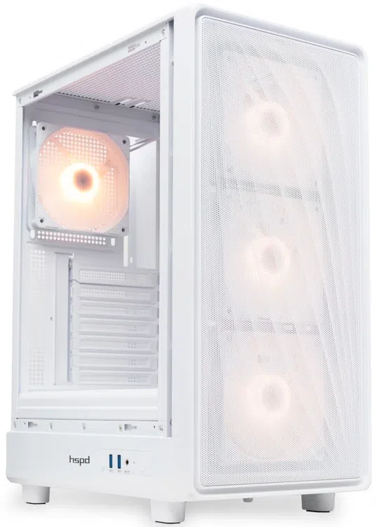 Корпус HSPD M510 белый без БП ATX 4x120mm ARGB 2xUSB3.0 audio