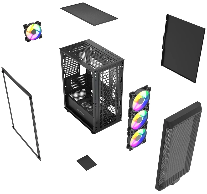 Корпус Powercase Mistral Micro EM22, Glass, 4x120mm fan FRGB, чёрный, ATX (CMMEM22B-L4)