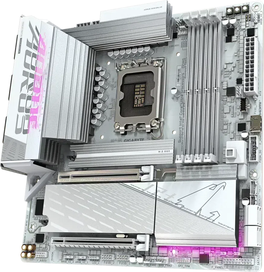 Материнская плата Gigabyte B860M AORUS ELITE WIFI6E ICE Soc-1851 Intel B860 4xDDR5 mATX AC`97 8ch(7.1) 2.5Gg RAID+HDMI+DP