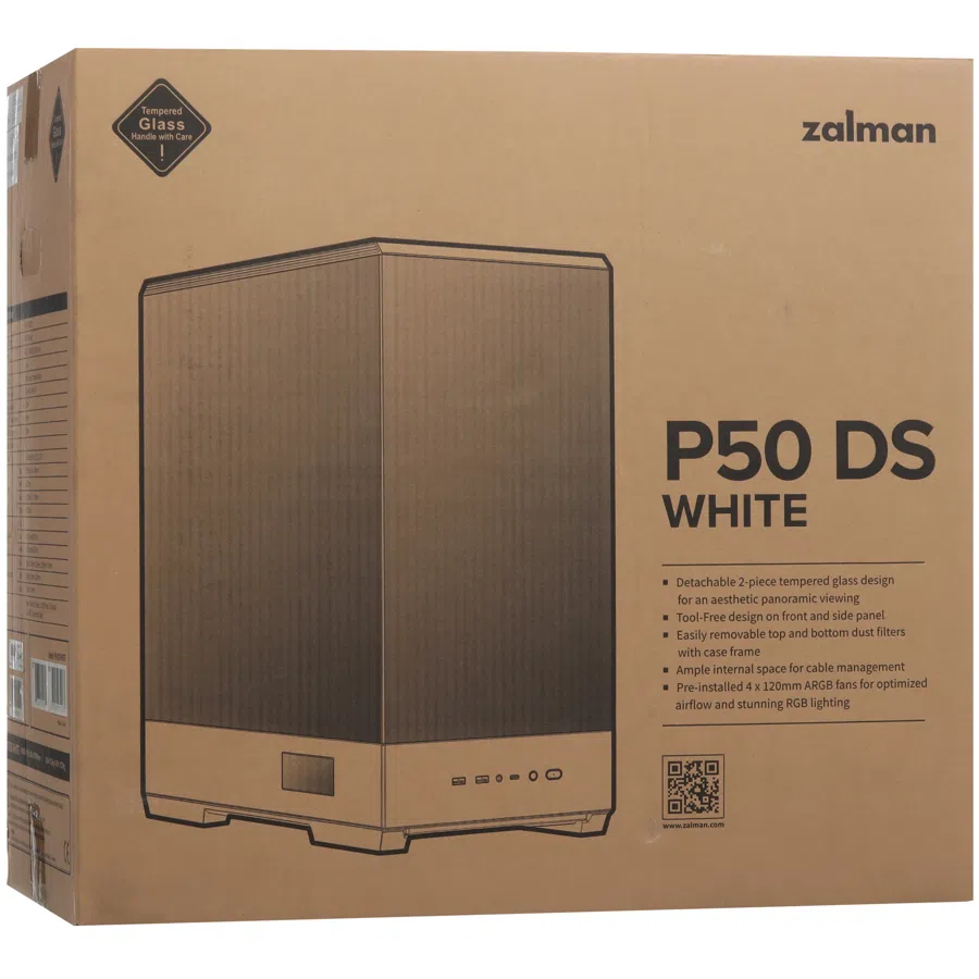 Корпус Zalman P50 DS белый без БП ATX 6x120mm 5x140mm 2xUSB3.0 audio bott PSU