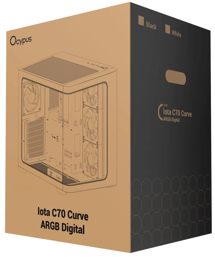 Корпус Ocypus Iota C70 BK Curve ARGB Digital черный без БП ATX 4x120mm ARGB 2xUSB3.2 1xUSB-C audio bott PSU