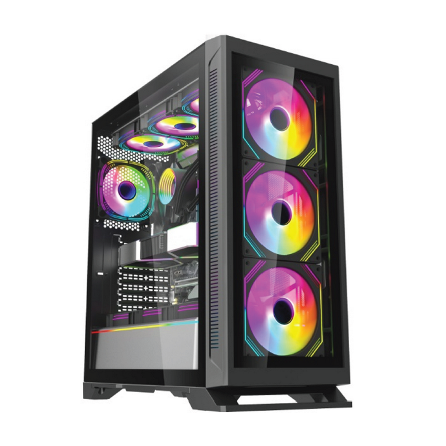 Корпус Forza FZ-G901 EATX черный без БП ATX 3x120mm 2xUSB3.0 1xUSB-C audio bott PSU