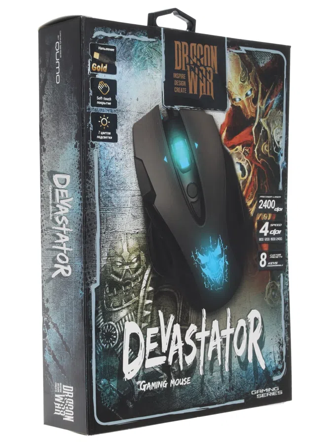 Мышь Qumo Devastator M12 серый оптическая (3200dpi) USB (8but)