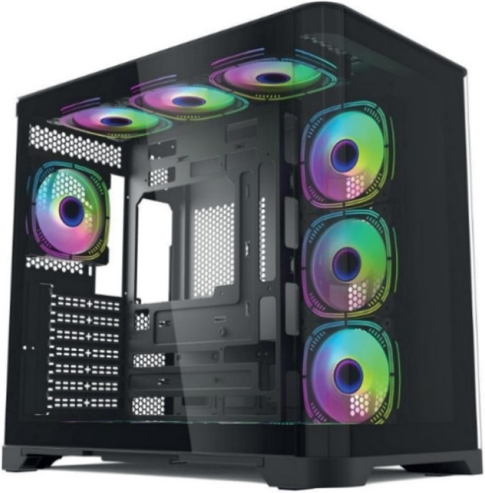 Корпус Forza FZ-G42B Seaview TG черный без БП ATX 4x120mm 2xUSB3.0 1xUSB-C audio bott PSU