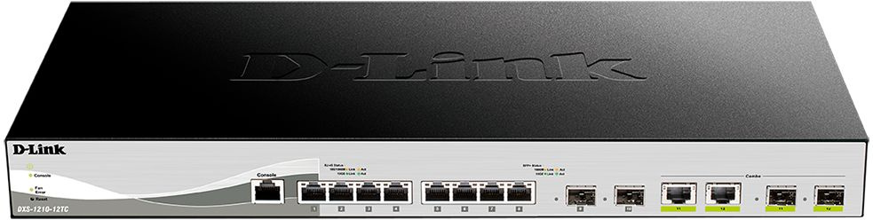 Коммутатор D-Link DXS-1210-12TC (L2) 8x10Гбит/с 2xКомбо(10GBase-T/SFP+) 2SFP+ настраиваемый