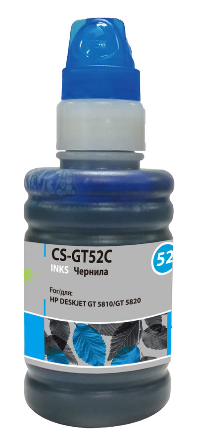 Чернила Cactus CS-GT52C M0H54AE голубой 100мл для HP DeskJet GT 5810/5820/5812/5822