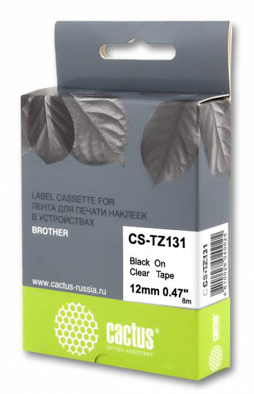 Картридж ленточный Cactus CS-TZ131 черный для Brother 1010/1280/1830VP/7600VP