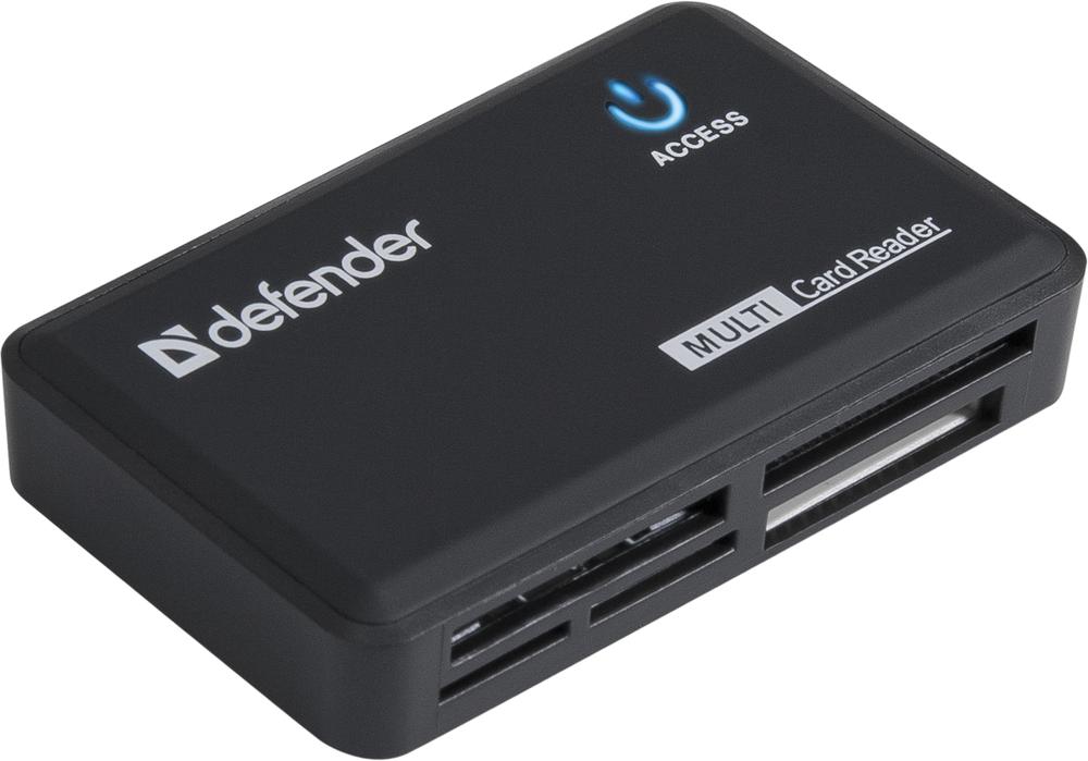 Устройство чтения карт памяти Defender OPTIMUS до 4-х карт одновременно + кабель USB 2.0 AM - MiniBM 1 м.