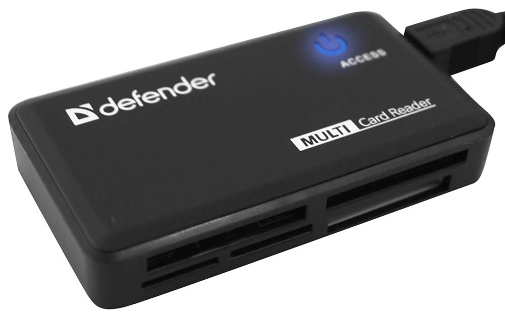 Устройство чтения карт памяти Defender OPTIMUS до 4-х карт одновременно + кабель USB 2.0 AM - MiniBM 1 м.