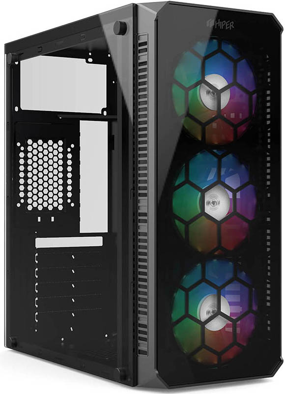 Корпус HIPER HG-C103RGB EREBOS ATX USB 3.0+USB2.0 Front 3x120mm RGB Fan Black без БП CASE