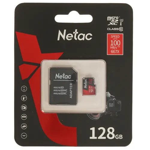 Флеш карта microSD 128Gb Netac P500 Extreme Pro retail SD adapter