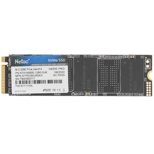 Накопитель Netac PCI-E 3.0 x4 128Gb N930E Pro M.2 2280 NVMe 3D NAND 970/650MB/s