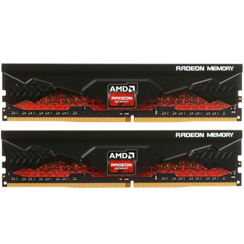 Память DDR4 16GB 3200MHz AMD Radeon™ DIMM R9 Gamers Series Black Gaming Memory R9S416G3206U2K Non-ECC, CL16,  1.35V, Heat Shield, Kit (2x8GB), RTL