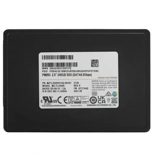 Накопитель SSD Samsung SATA III 240Gb 6Gb/s PM893 MZ7L3240HCHQ-00A07 2.5"