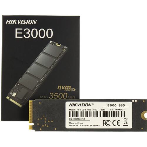 Накопитель SSD HIKVision PCI-E x4 256GB E3000 Series M.2 <HS-SSD-E3000/256G> (up to 3230/1240MBs, 3D NAND, 112TBW, NVMe, 22x80mm)