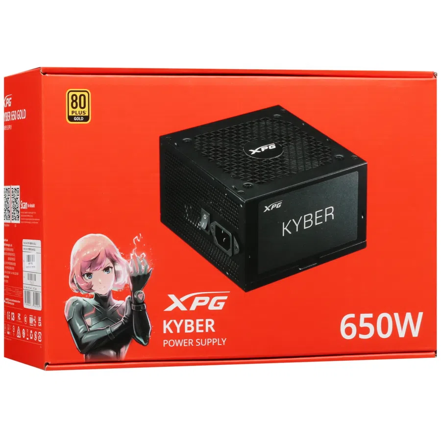 Блок питания A-Data XPG ATX 650W Kyber 80+ gold (20+4pin) APFC 120mm fan 6xSATA RTL