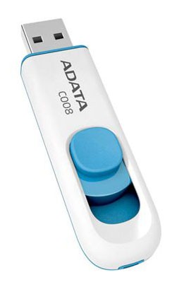 Флеш Диск A-Data 16Gb Classic C008 AC008-16G-RWE USB2.0 белый/синий